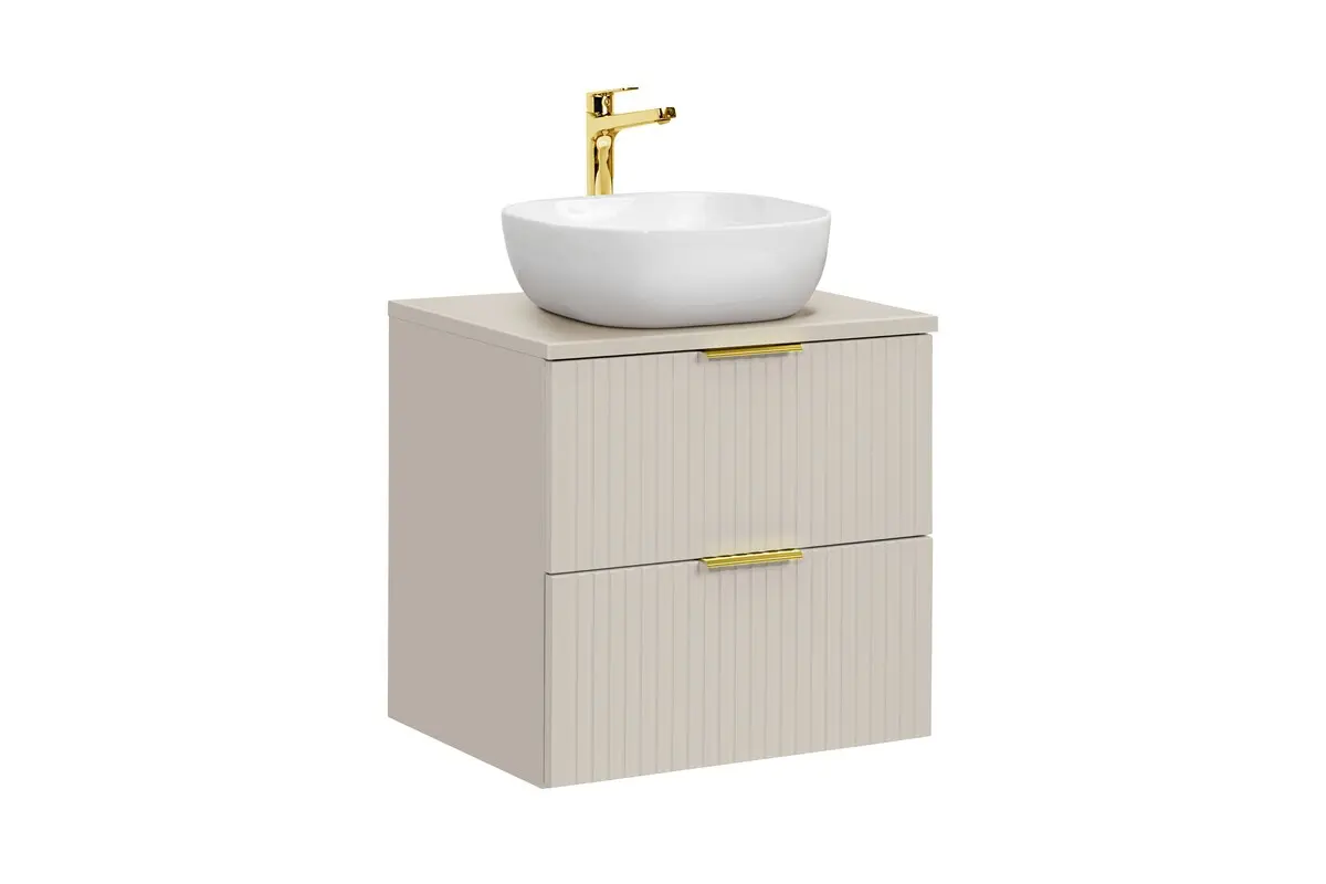 Comad Závěsná skříňka Adele Cashmere Smile s deskou a umyvadlem 60 cm kašmírová/bílá