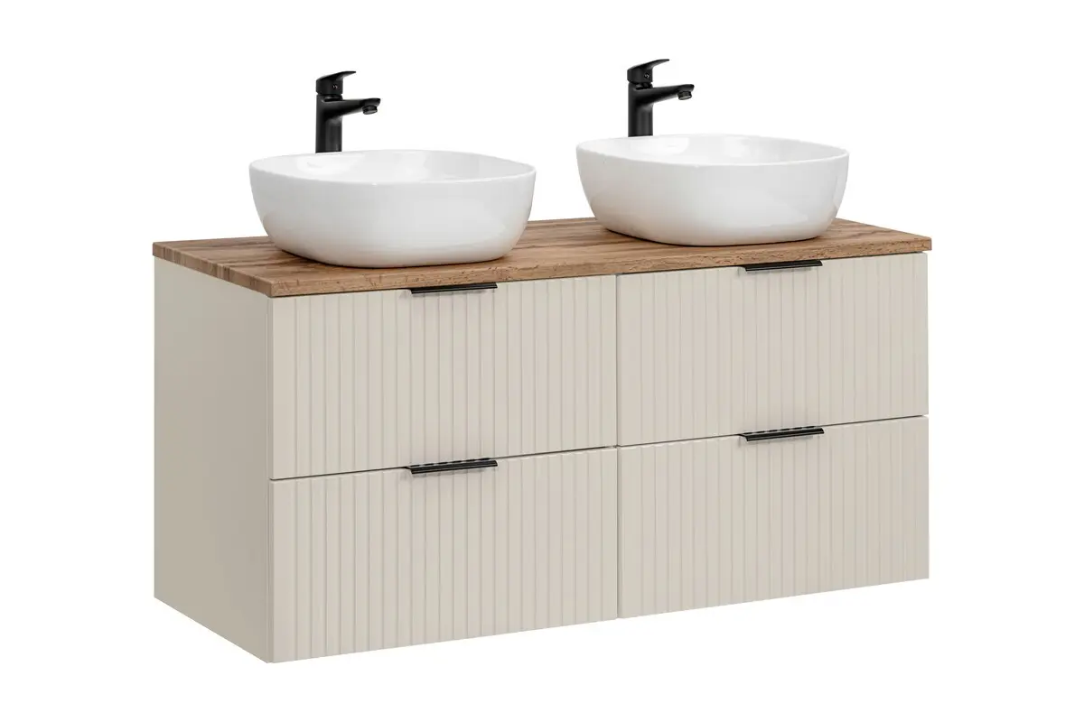 Comad Koupelnová skříňka s deskovými umyvadly set Adel Cashmere 120 kašmír/dub santa fe