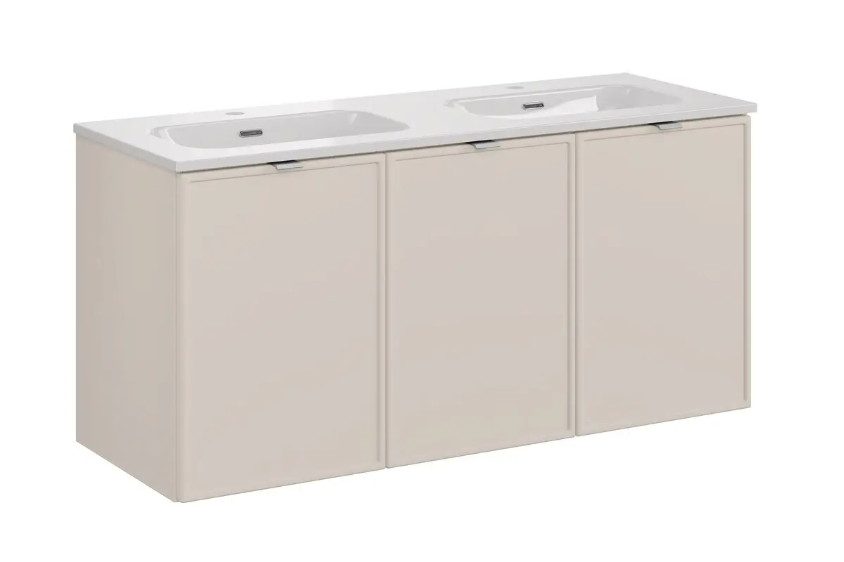 Comad Závěsná skříňka Bella Cashmere Fly se zápustnými umyvadly 120 cm kašmír