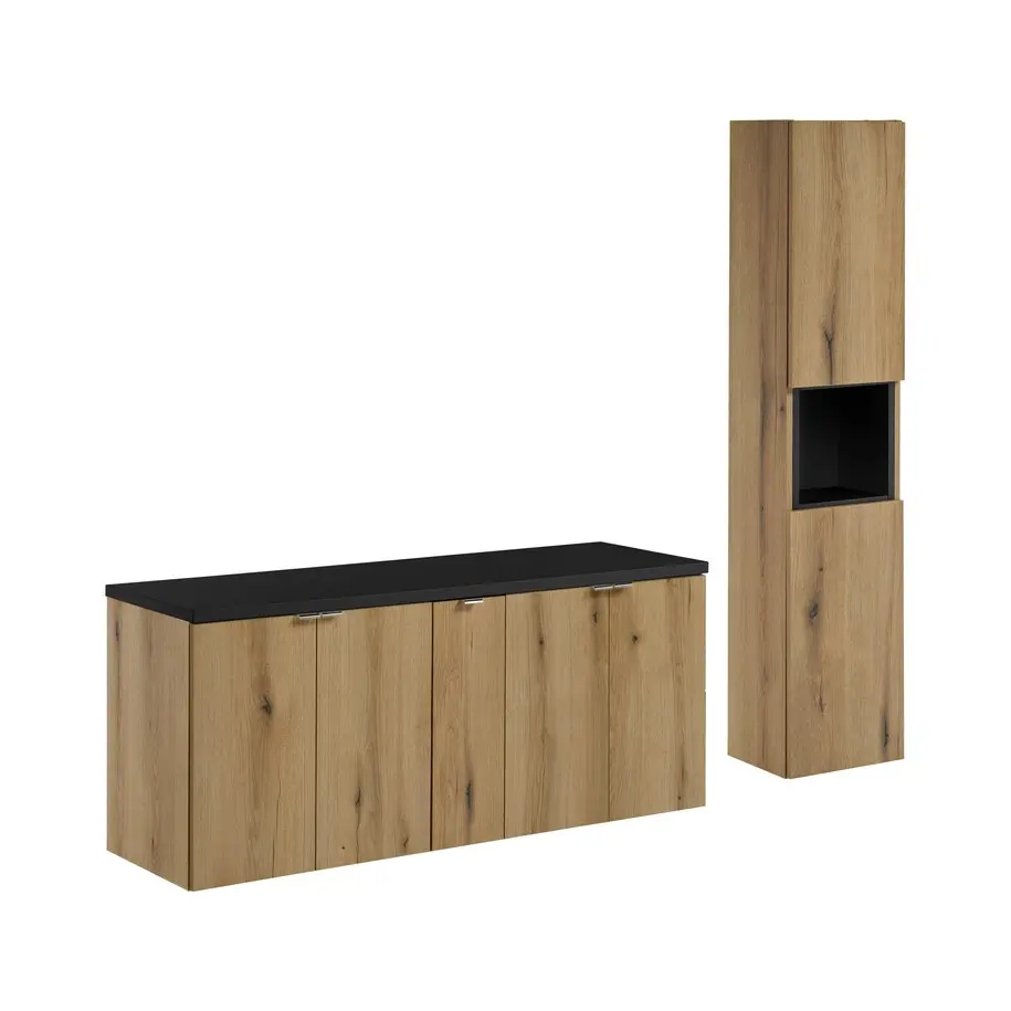 Comad Koupelnová sestava Nova Oak II se skříňkami 140 cm dub evoke/černá
