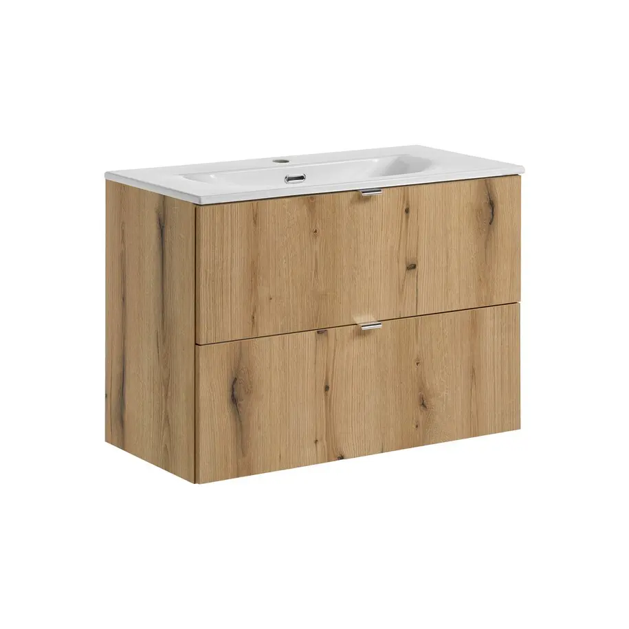 Comad Závěsná skříňka Nova Oak II se zápustným umyvadlem 80 cm dub coast evoke