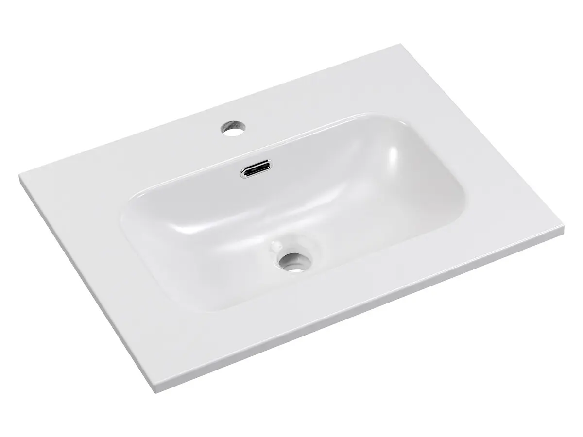 Comad Nábytkové keramické umyvadlo FLY WHITE GLOSS UM 60-46 DP, 61x46 cm, bílá lesklá