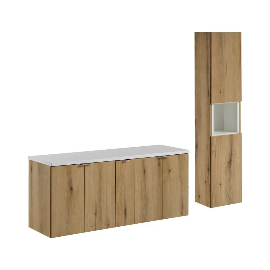 Comad Koupelnová sestava Nova Oak II se skříňkami 140 cm dub evoke/bílá