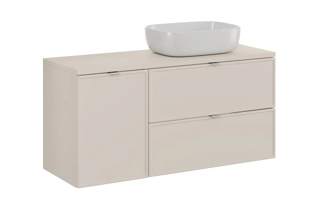 Comad Závěsná skříňka Bella Cashmere I s deskou a umyvadlem 120 cm kašmírová