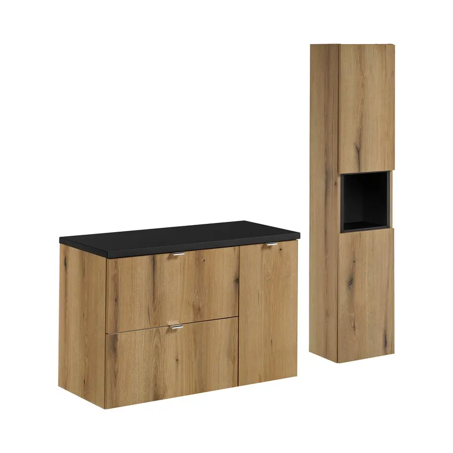 Comad Koupelnová sestava Nova Oak 90 cm se skříňkami dub coast evoke/černá