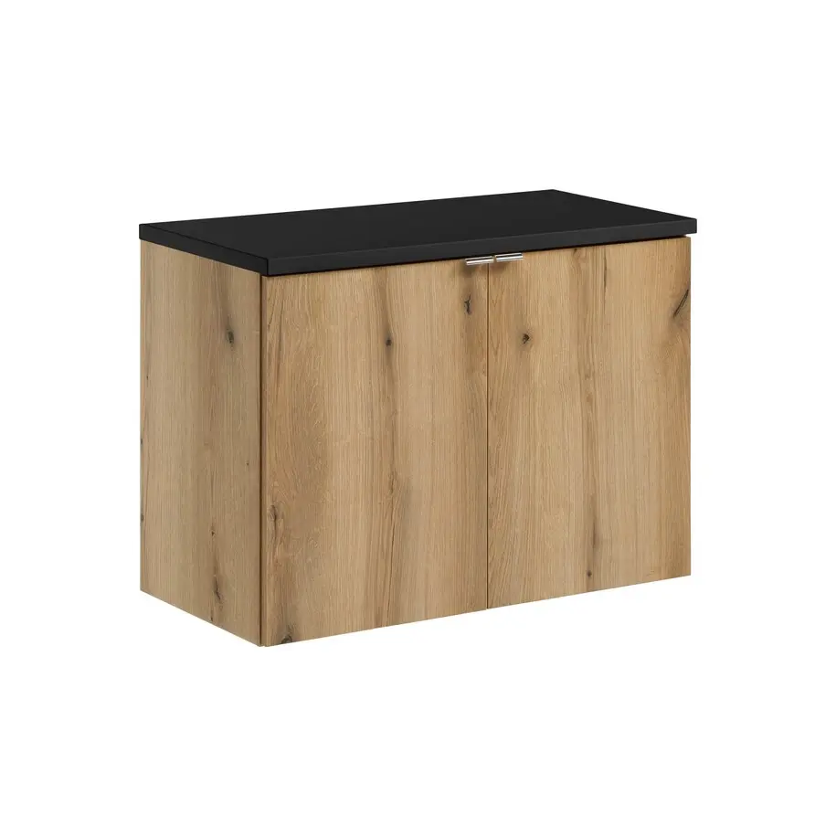 Comad Závěsná skříňka pod umyvadlo Nova Oak II s deskou 80 cm černá/dub coast evoke