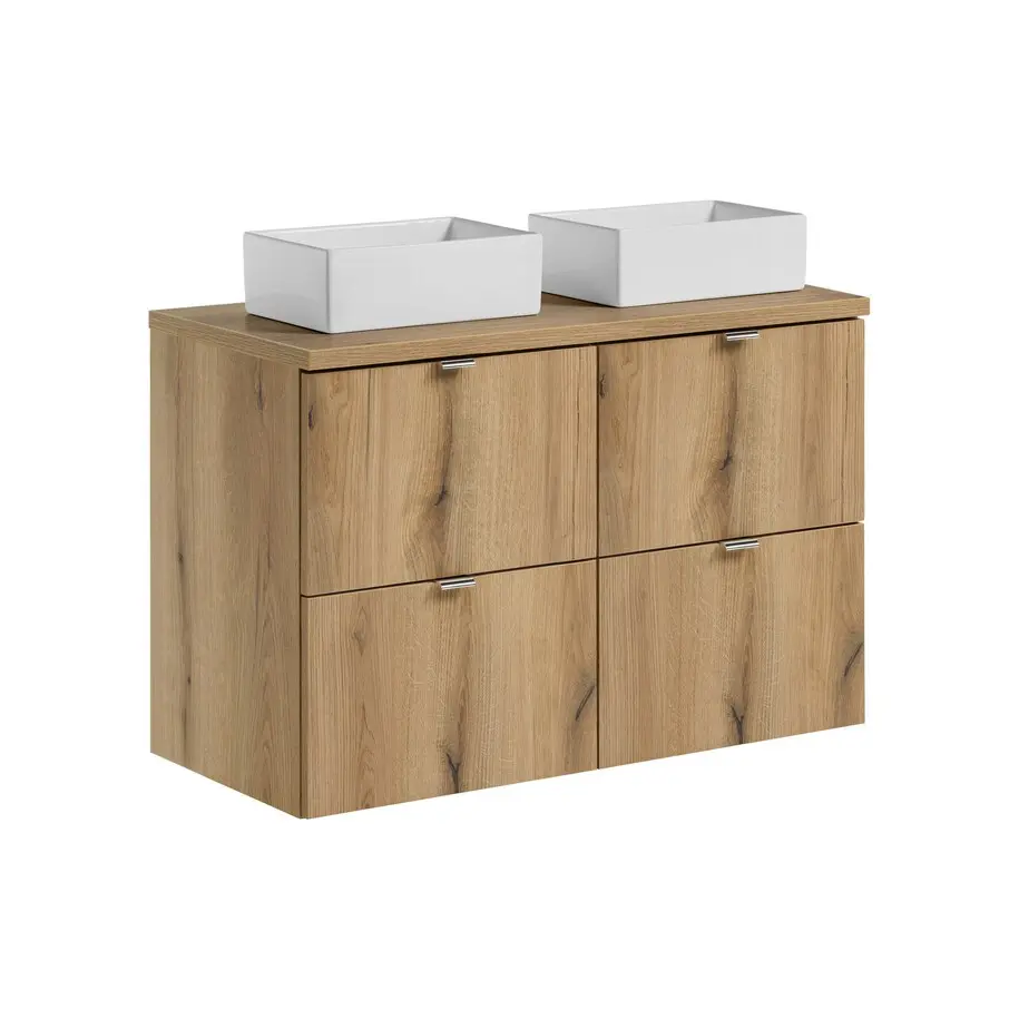 Comad Závěsná skříňka Nova Oak Gaja s deskou a umyvadly 100 cm dub evoke
