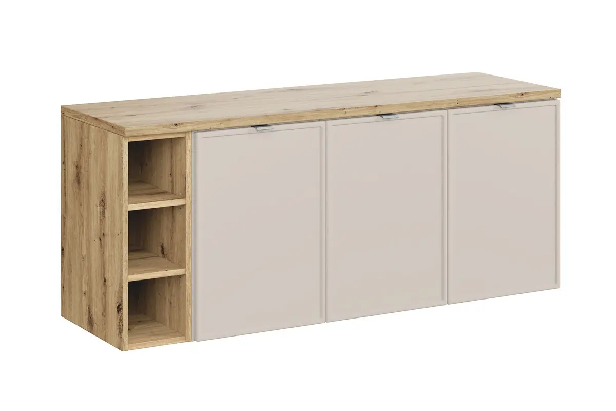 Comad Koupelnová skříňka pod deskové umyvadlo set Bella Cashmere 140 kašmír/dub artisan