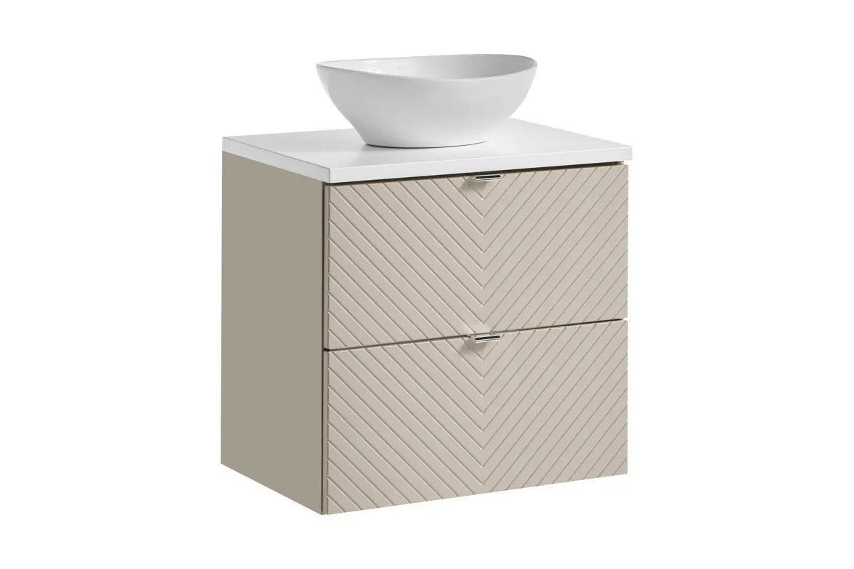 Comad Závěsná skříňka Viva Cashmere Lola s deskou a umyvadlem 60 cm kašmírová/bílá