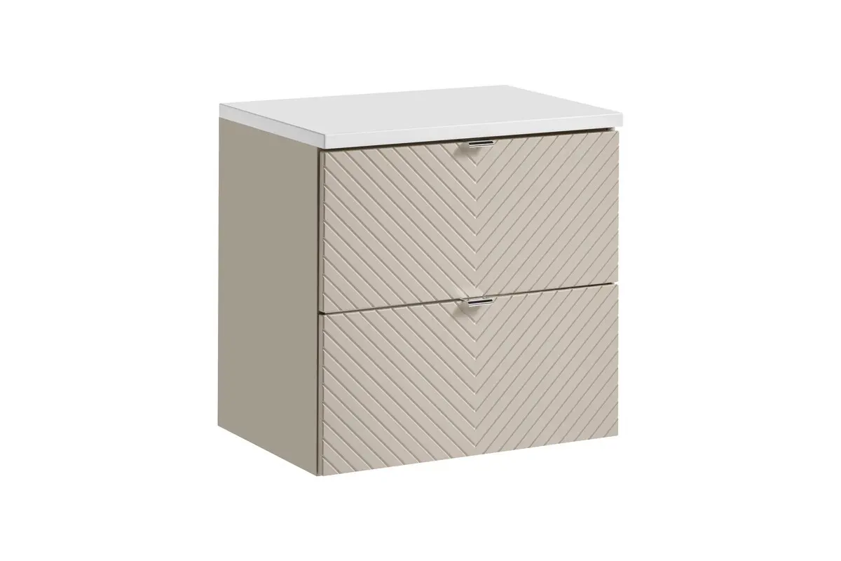 Comad Závěsná skříňka pod umyvadlo Viva Cashmere s deskou 60 cm kašmír/bílá