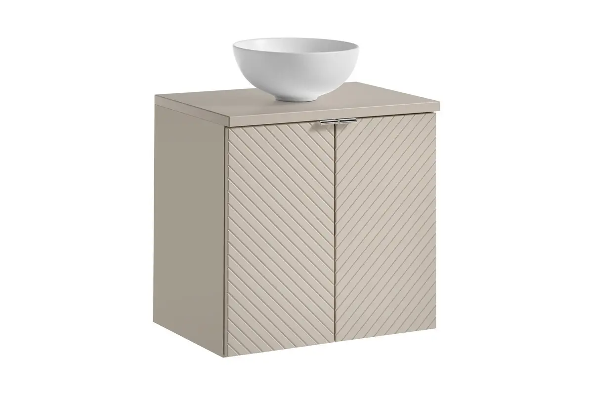Comad Závěsná skříňka Viva Cashmere Domi II s deskou a umyvadlem 60 cm kašmírová