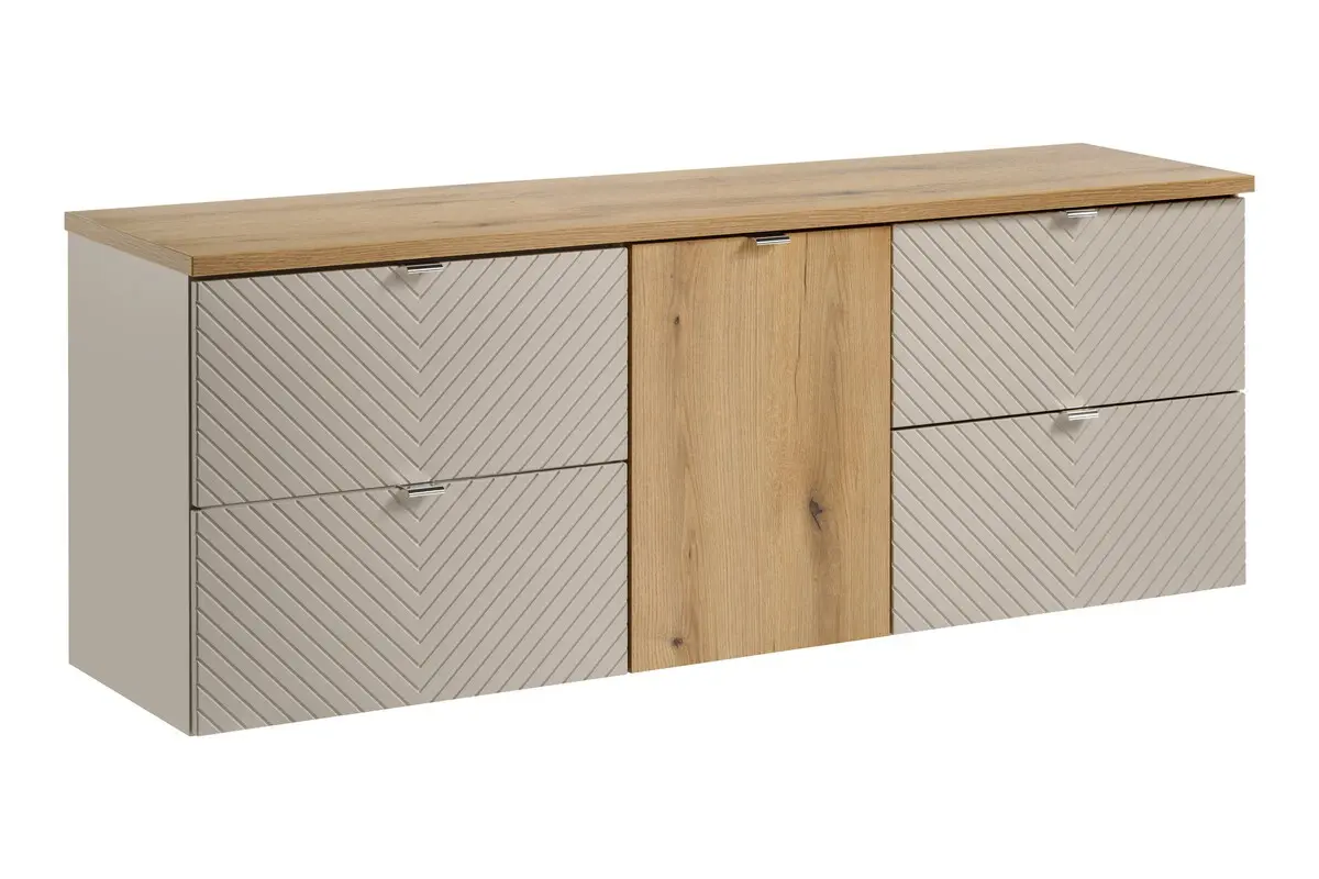 Comad Závěsná skříňka pod umyvadlo Viva Cashmere s deskou 160 cm kašmír/dub coast evoke