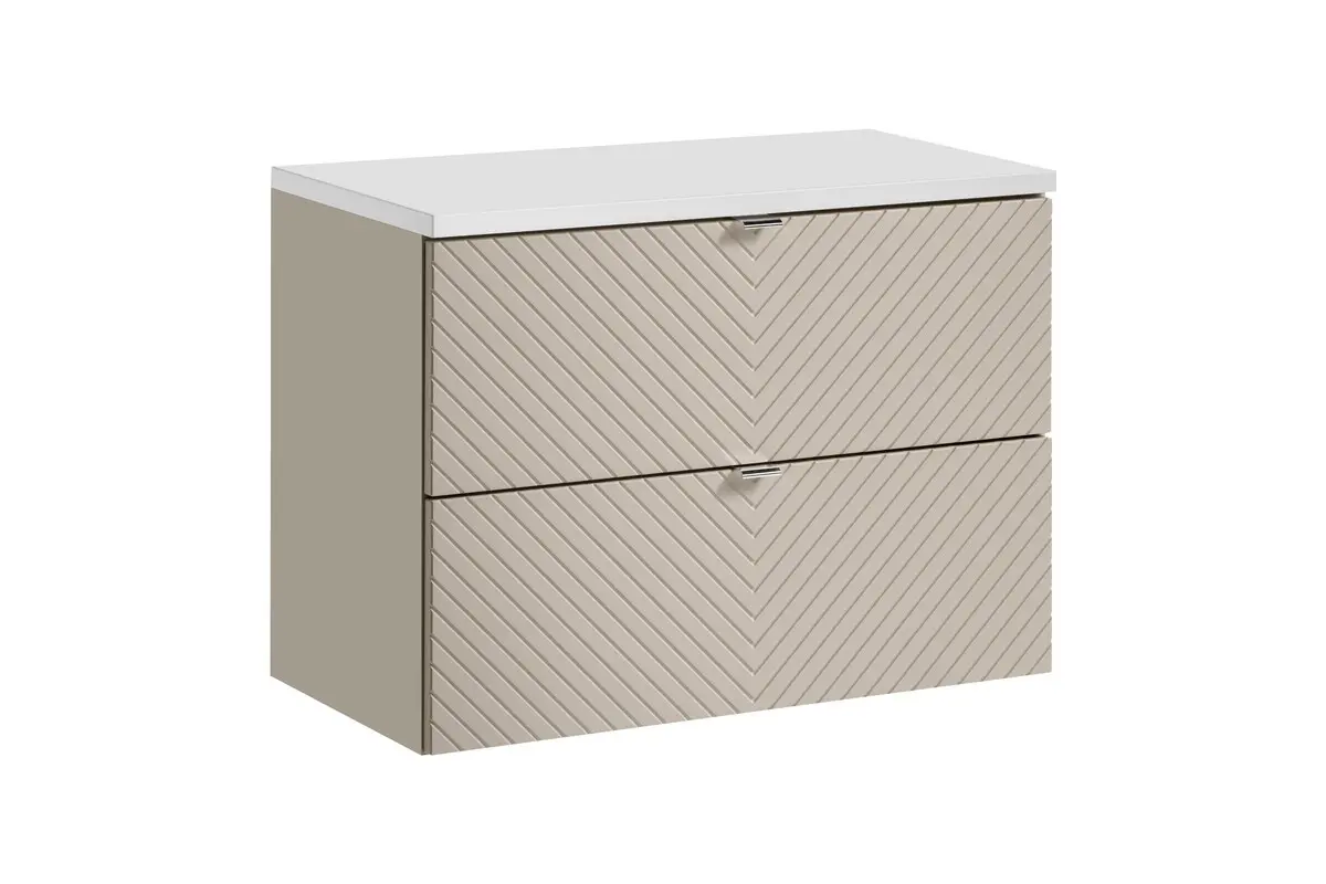 Comad Závěsná skříňka pod umyvadlo Viva Cashmere s deskou 80 cm kašmír/bílá
