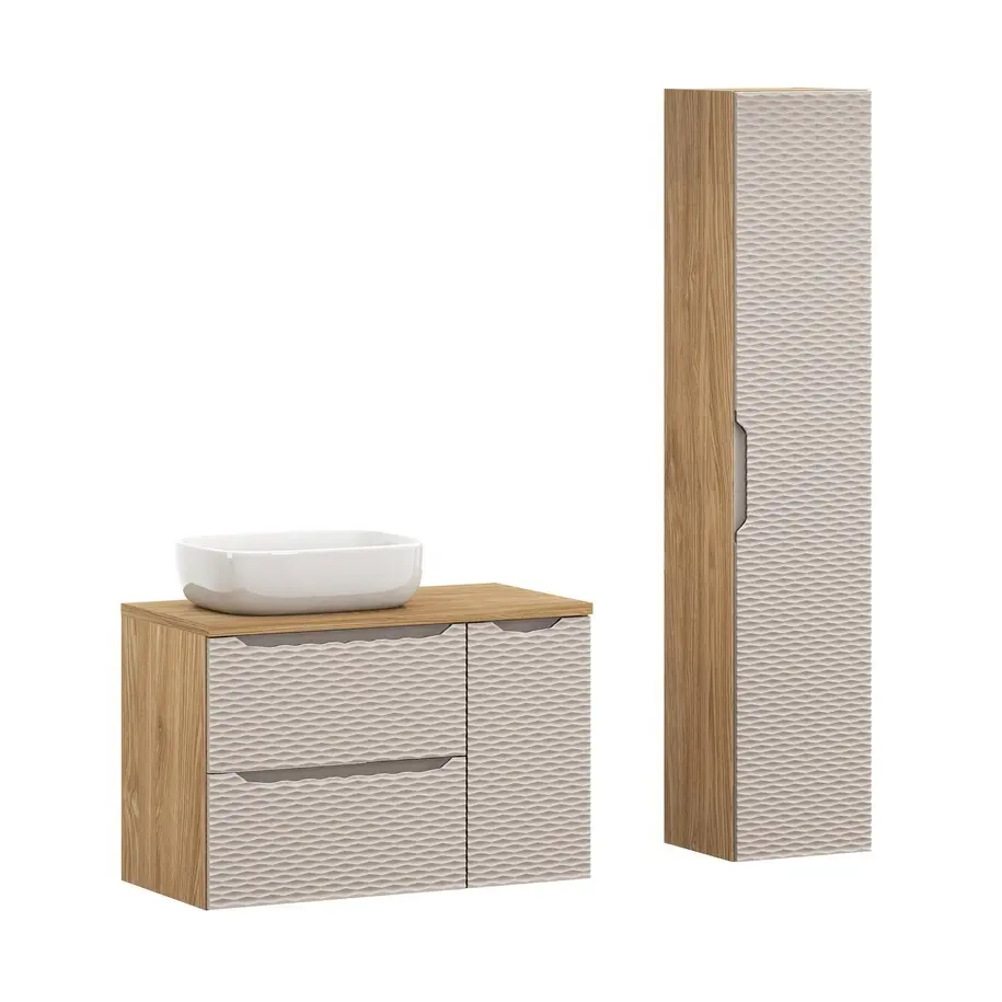 Comad Set koupelnového nábytku Ocean Beige 90 béžová/olejovaný dub