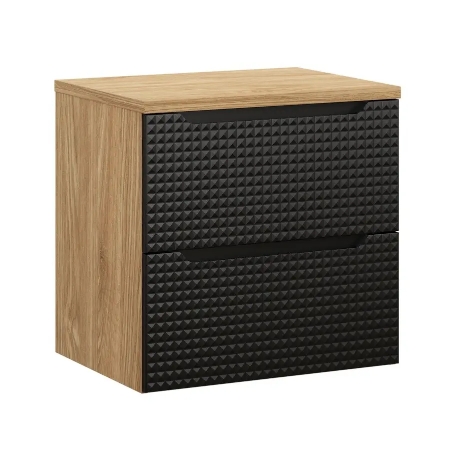 Comad Koupelnová skříňka pod deskové umyvadlo Luxor Black 60 černá/dub olejovaný