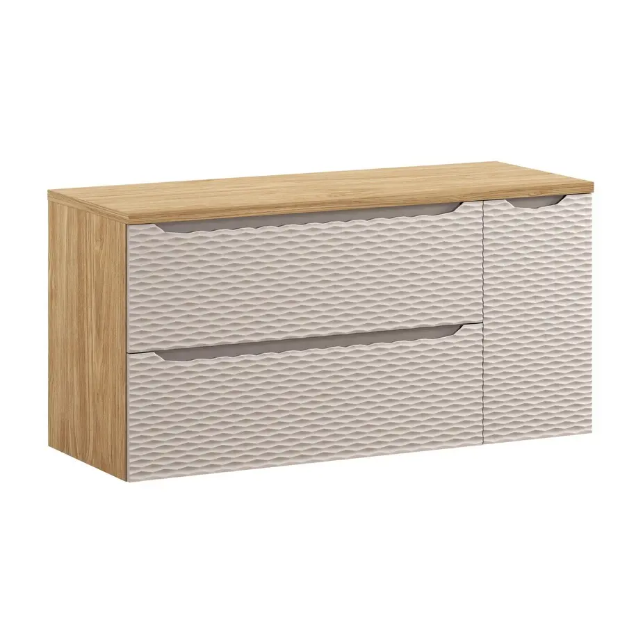 Comad Závěsná skříňka pod umyvadlo Ocean s deskou 120 cm béžová/dub olejovaný