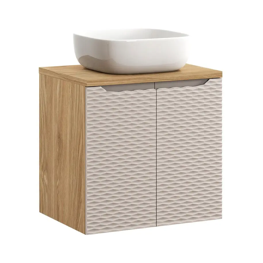 Comad Koupelnová skříňka s deskovým umyvadlem Ocean Beige II. 60 béžová/dub olejovaný