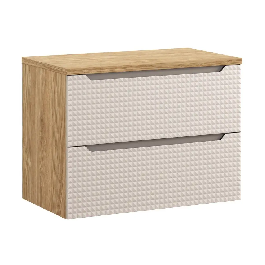Comad Závěsná umyvadlová skříňka Luxor Beige s deskou 80 cm béžová/dub olejovaný