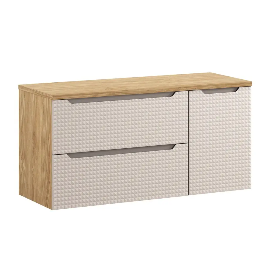 Comad Závěsná skříňka pod umyvadlo Luxor Beige II s deskou 120 cm béžový/dub olejovaný