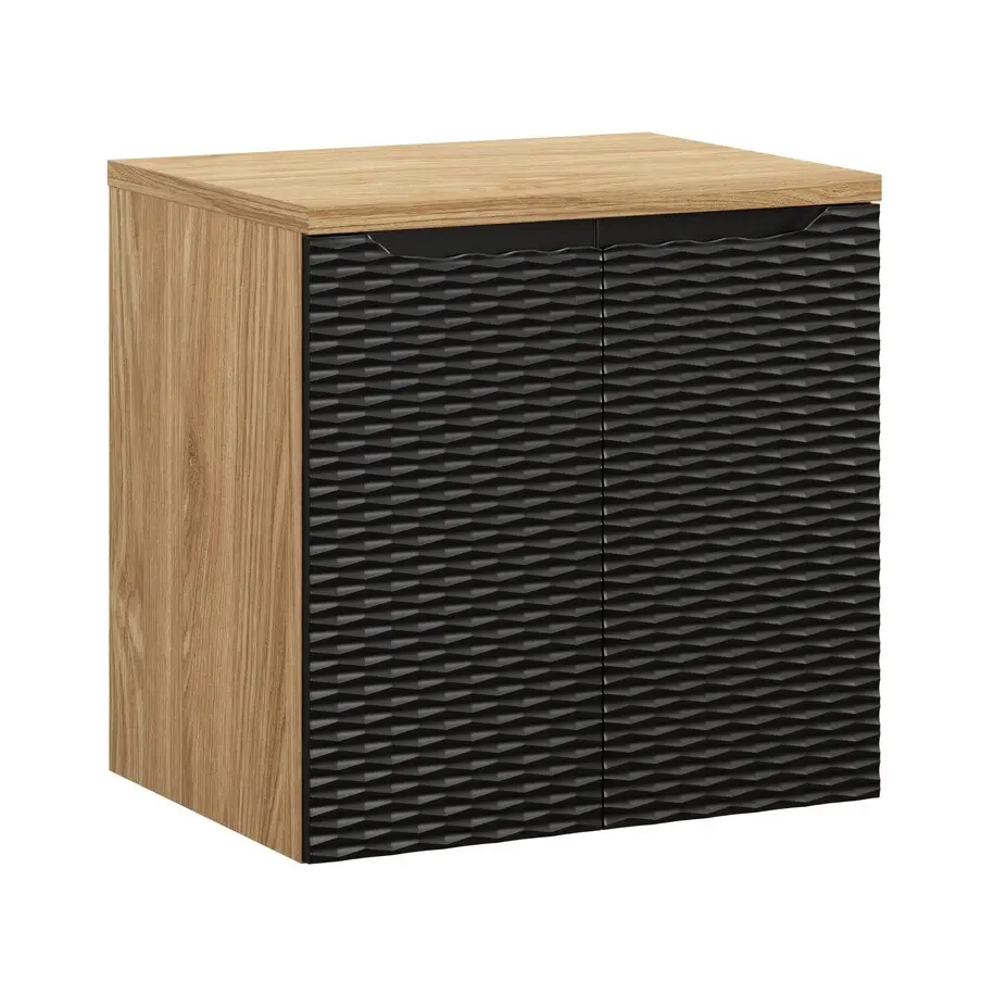 Comad Závěsná skříňka pod umyvadlo Ocean I s deskou 60 cm černá/dub olejovaný