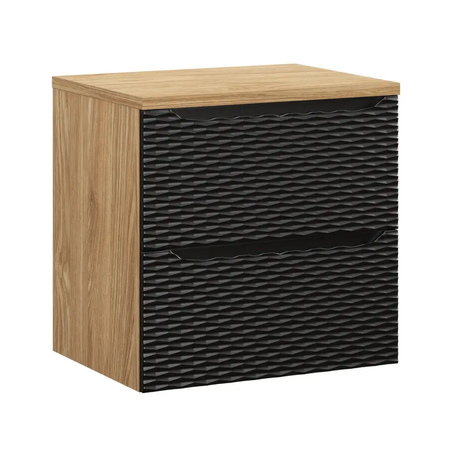 Comad Závěsná skříňka Ocean s deskou 60 cm černá/dub olejovaný