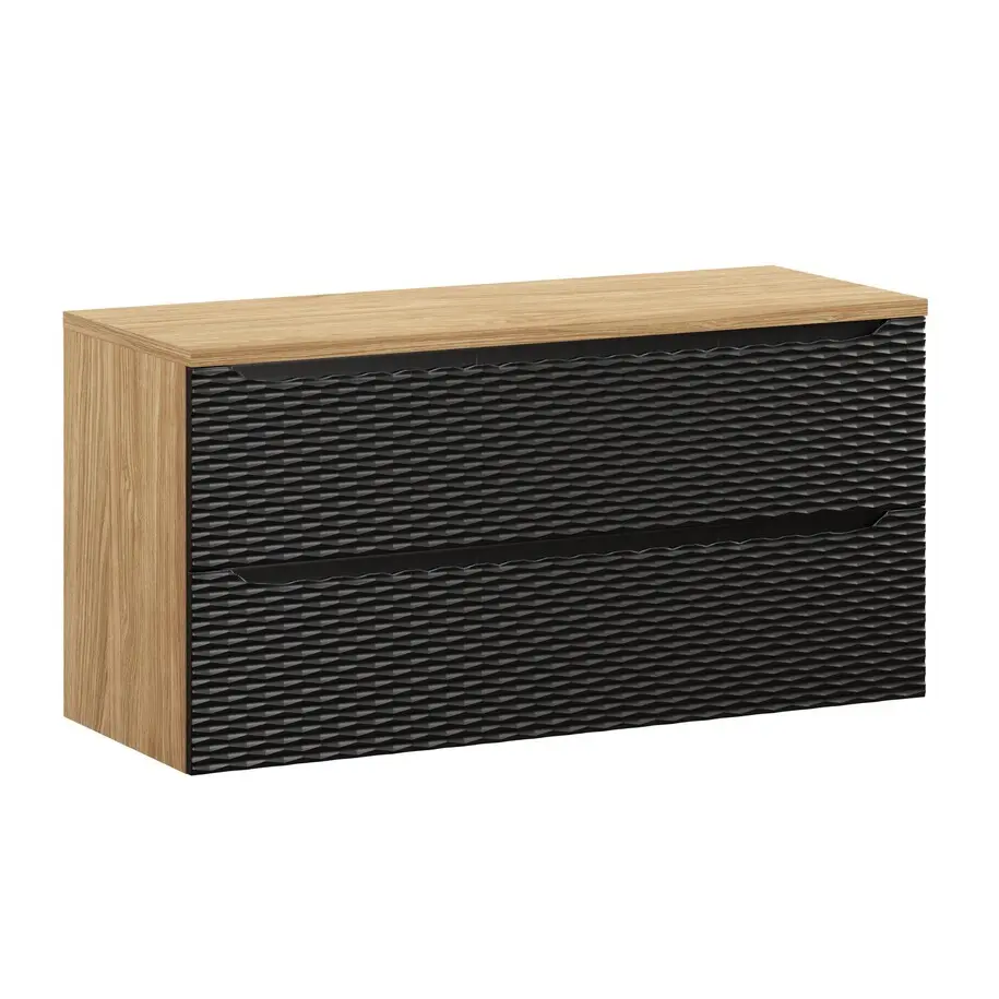 Comad Závěsná skříňka Ocean s deskou 120 cm černá/dub olejovaný