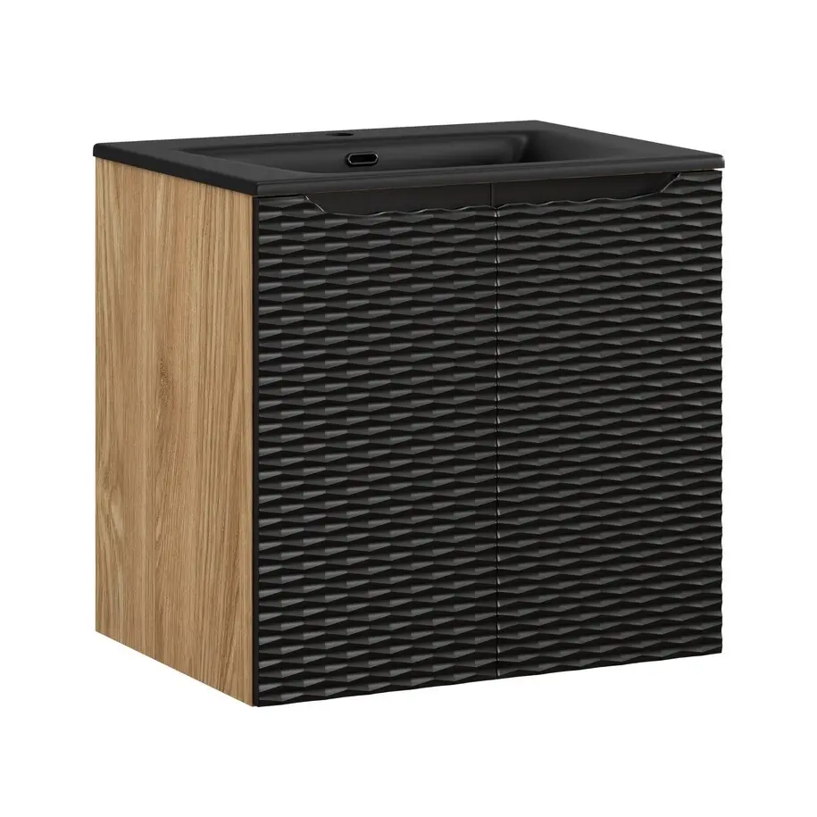 Comad Závěsná skříňka Ocean Sky II se zápustným umyvadlem 60 cm černá/dub olejovaný