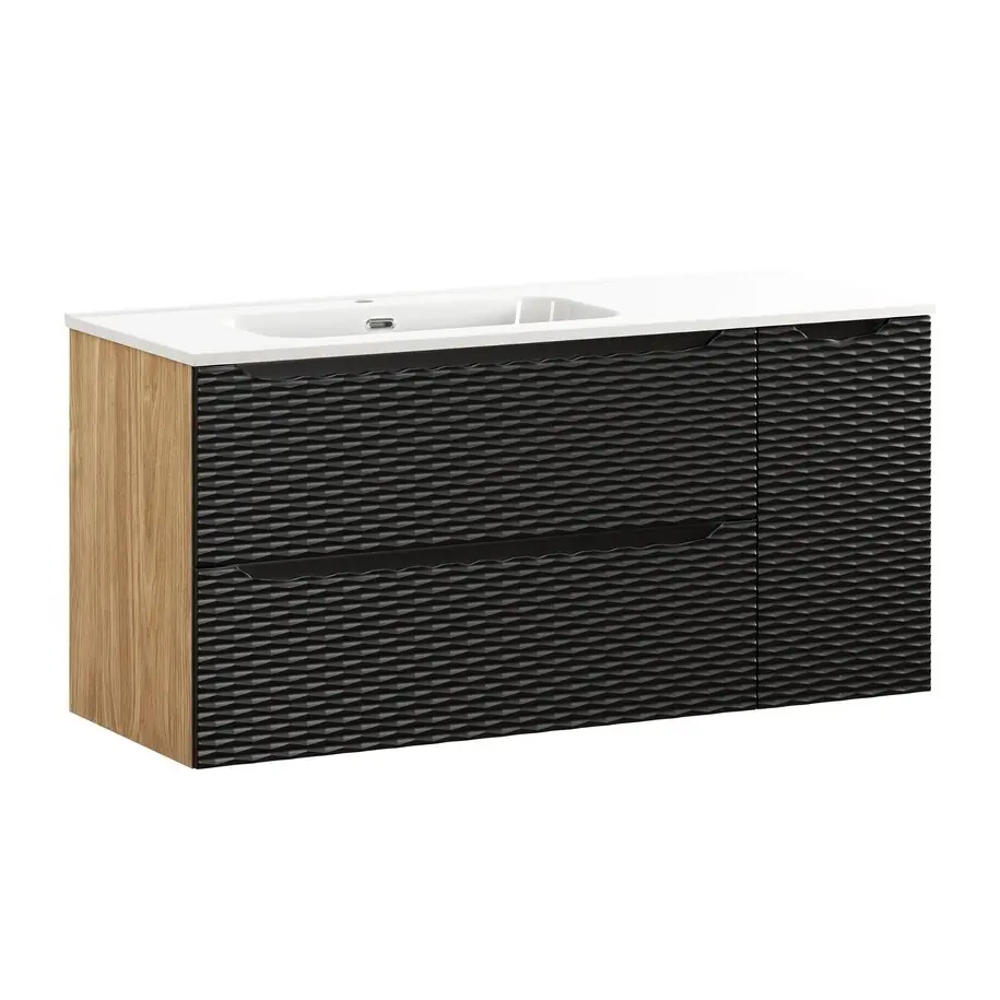 Comad Koupelnová skříňka s keramickým umyvadlem Ocean Black 120 cm - černá mat