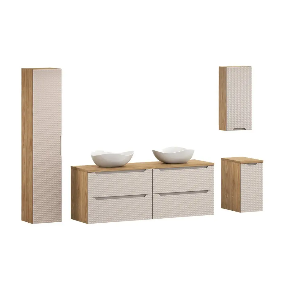 Comad Set koupelnového nábytku Luxor Beige 160 béžová/olejovaný dub (9 kusů nábytku)