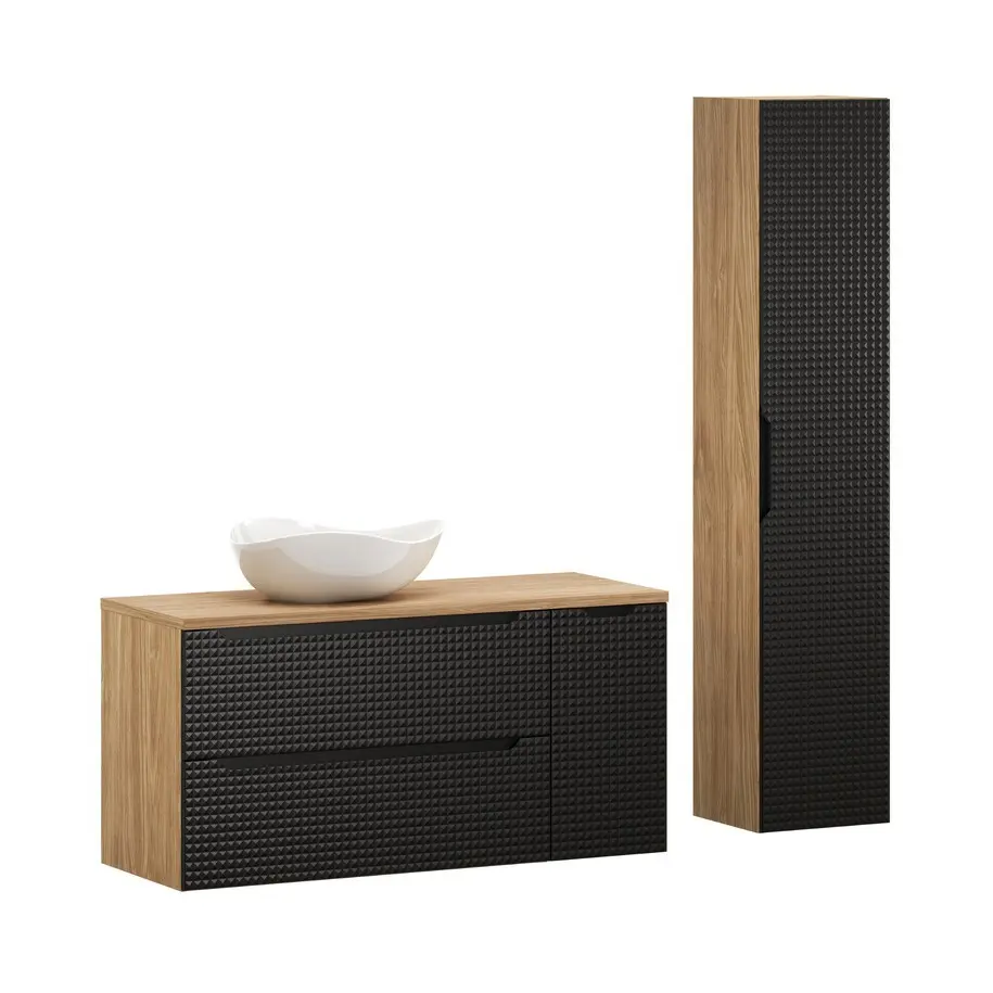 Comad Set koupelnového nábytku Luxor Black 120 dub olejovaný/černá mat