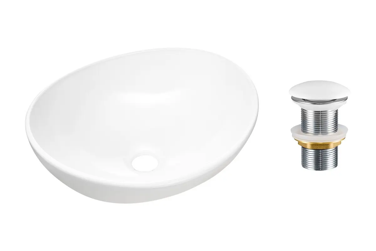 Comad Keramické umyvadlo na desku Lola 40x33 + výpusť Click-Clack, bílá