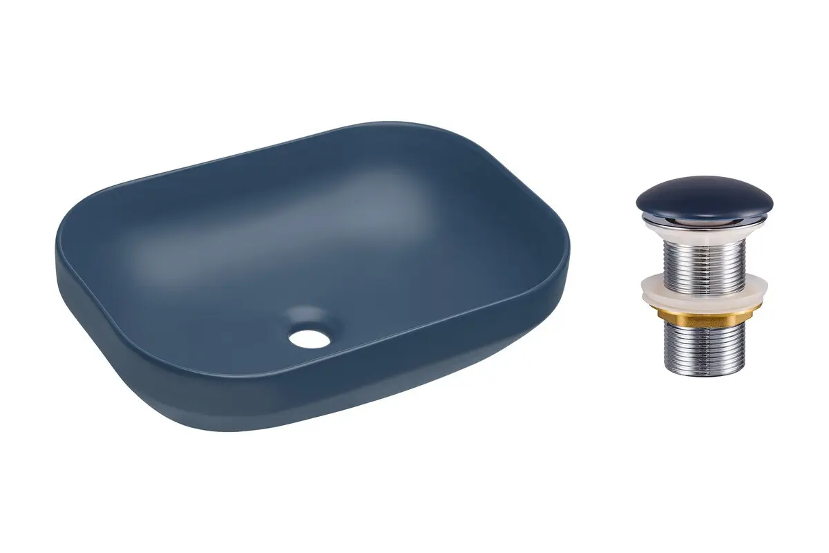 Comad Keramické umyvadlo na desku Neli 50x35 modrá + výpusť Click-Clack modrá