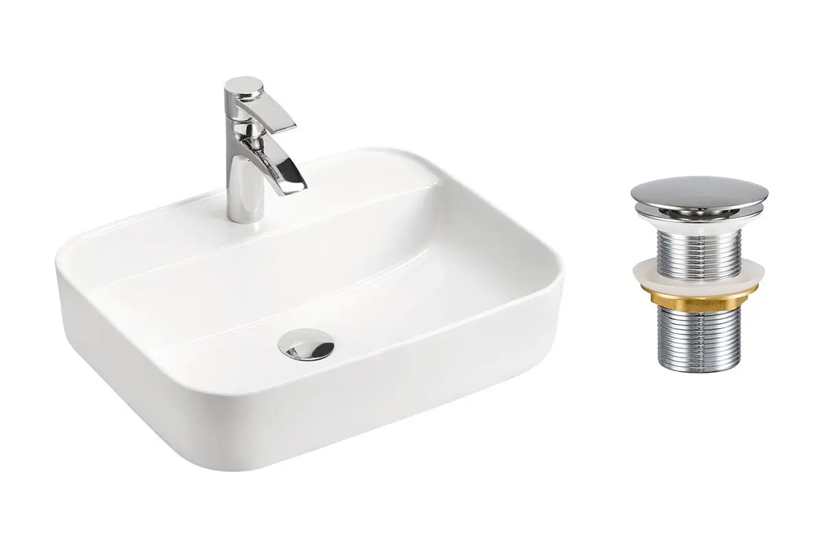 Comad Keramické umyvadlo na desku UM-MAGIC 51x40 + výpusť Click-Clack, chrom
