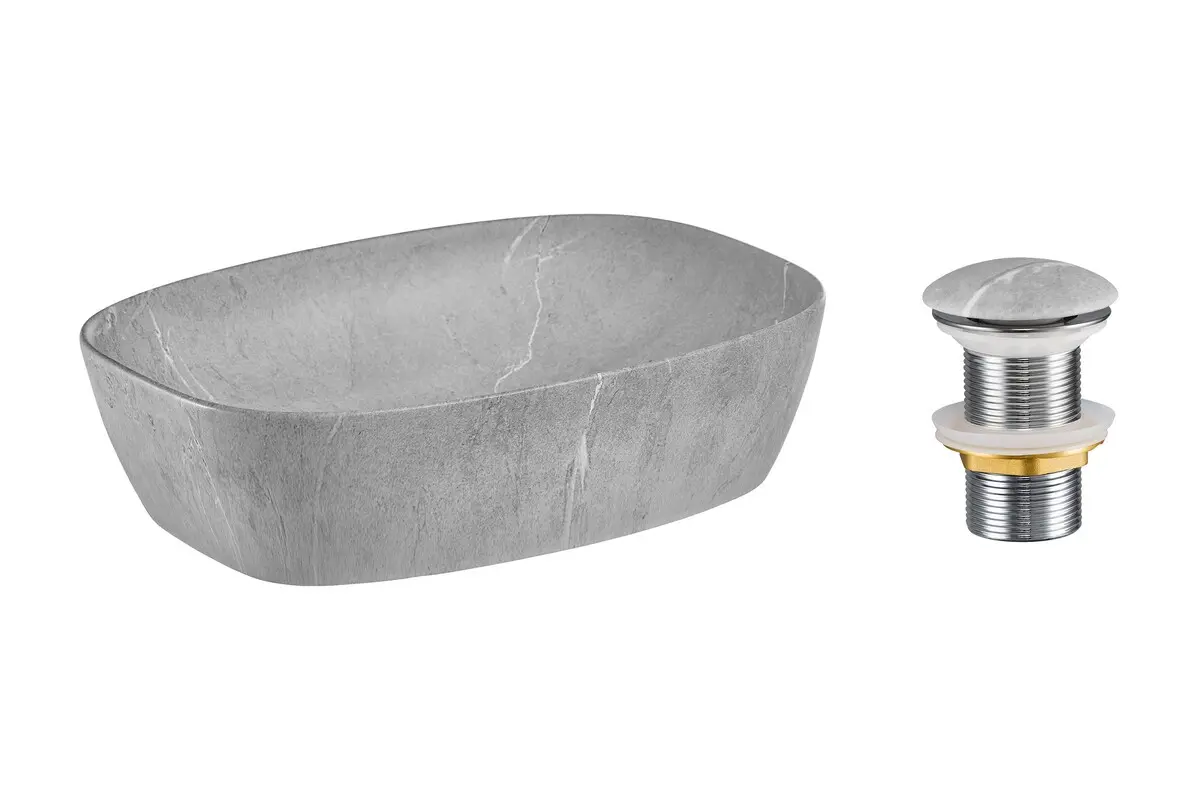 Comad Keramické umyvadlo na desku Anna 50x39,5 mramor + výpusť Click-Clack, mramor