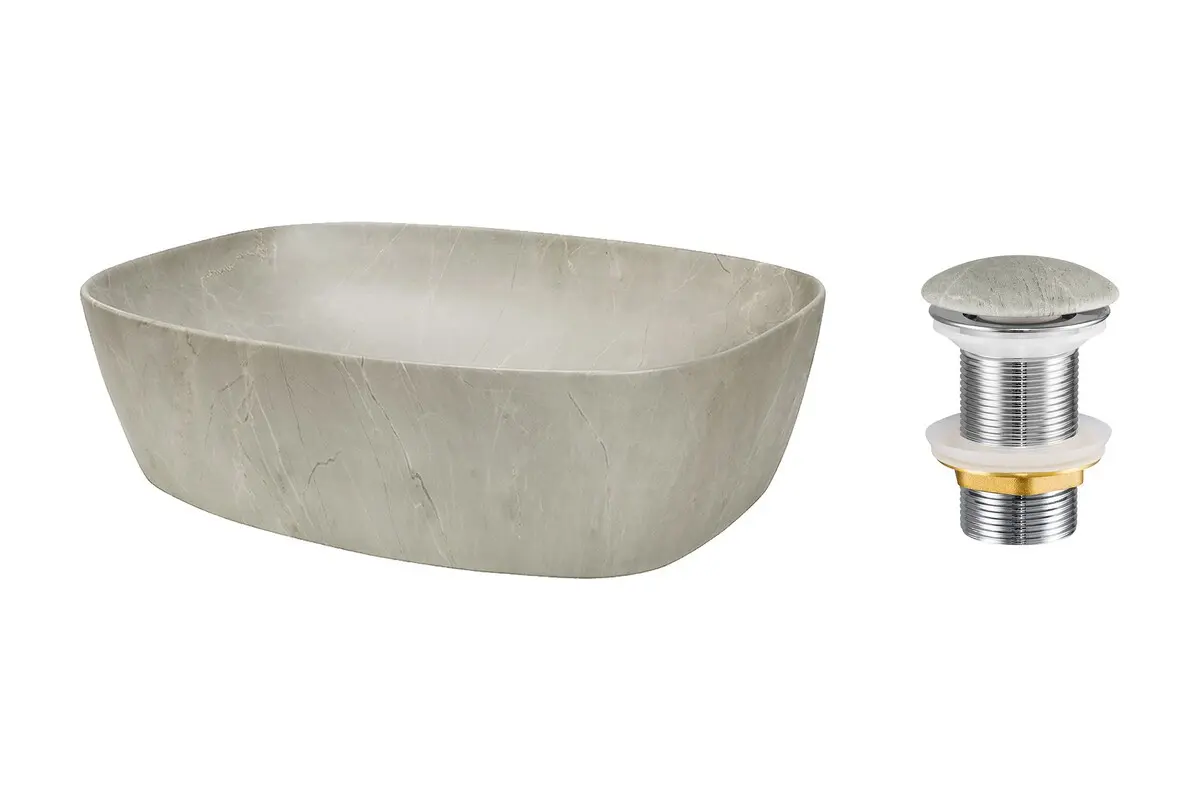 Comad Keramické umyvadlo na desku Anna 50x38,5 mramor + výpusť Click-Clack, mramor