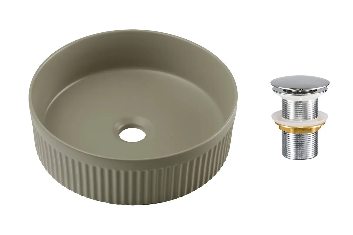 Comad Keramické umyvadlo na desku Beyond 36x36 olive green + výpusť Click-Clack, chrom