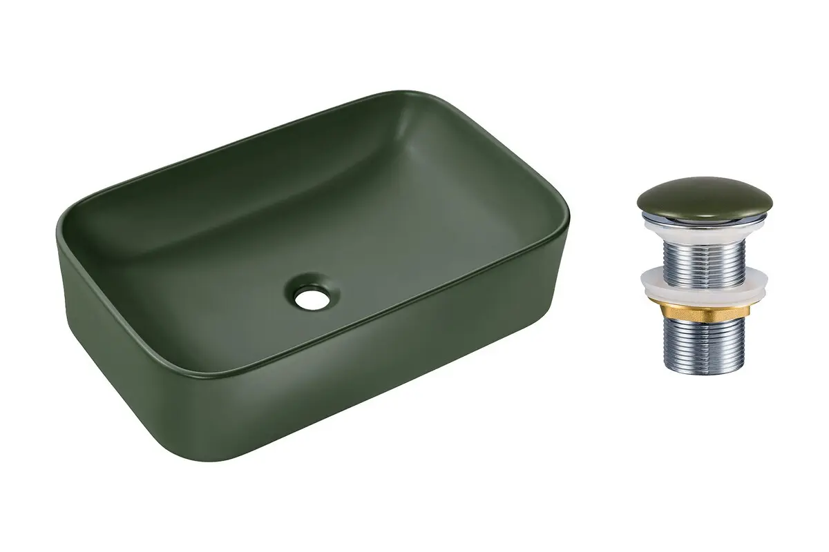 Comad Keramické umyvadlo na desku Kama 61x38 zelená + výpusť Click-Clack zelená