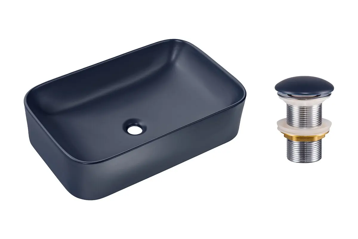 Comad Keramické umyvadlo na desku Kama 61x38 modrá + výpusť Click-Clack modrá