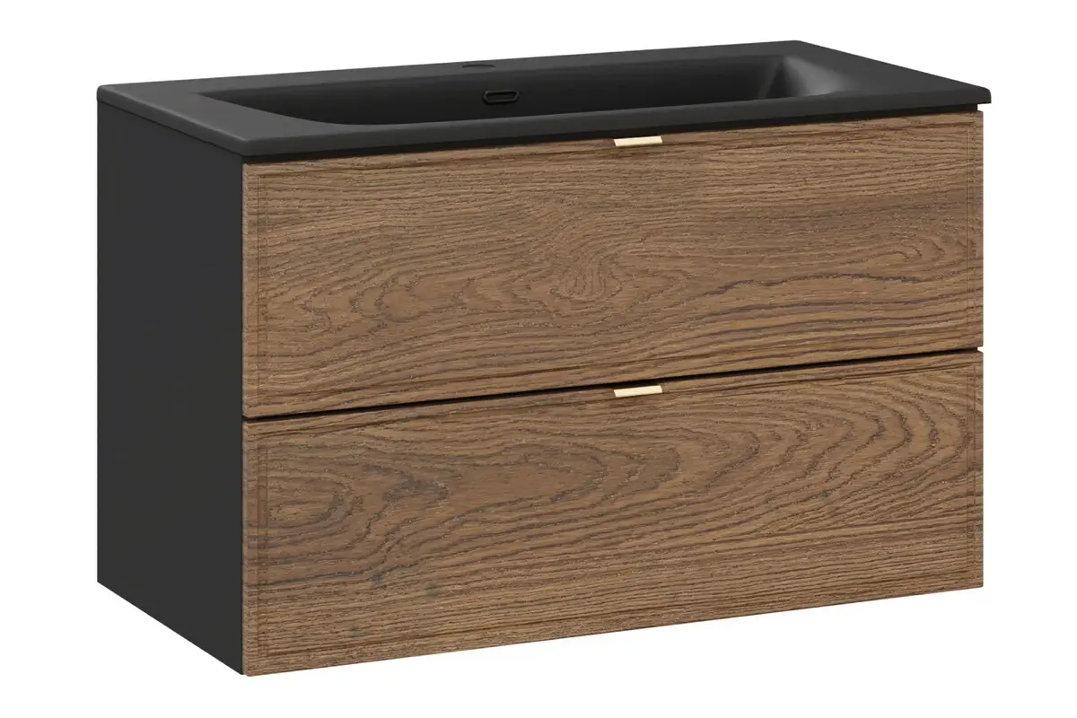 Comad Závěsná skříňka Talia Casella se zápustným umyvadlem 80 cm černý/dub casella