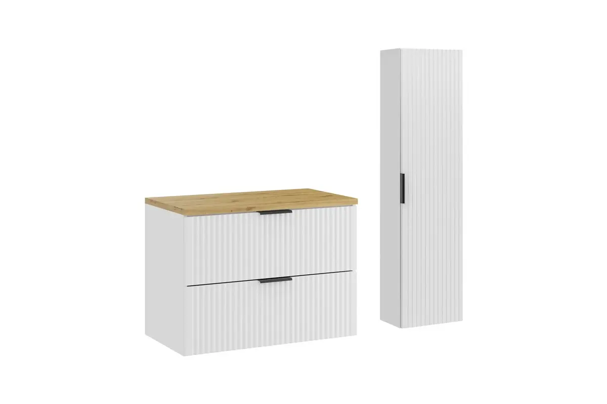Comad Koupelnová sestava Casad s deskou a skříňkami 80 cm bílá/dub artisan