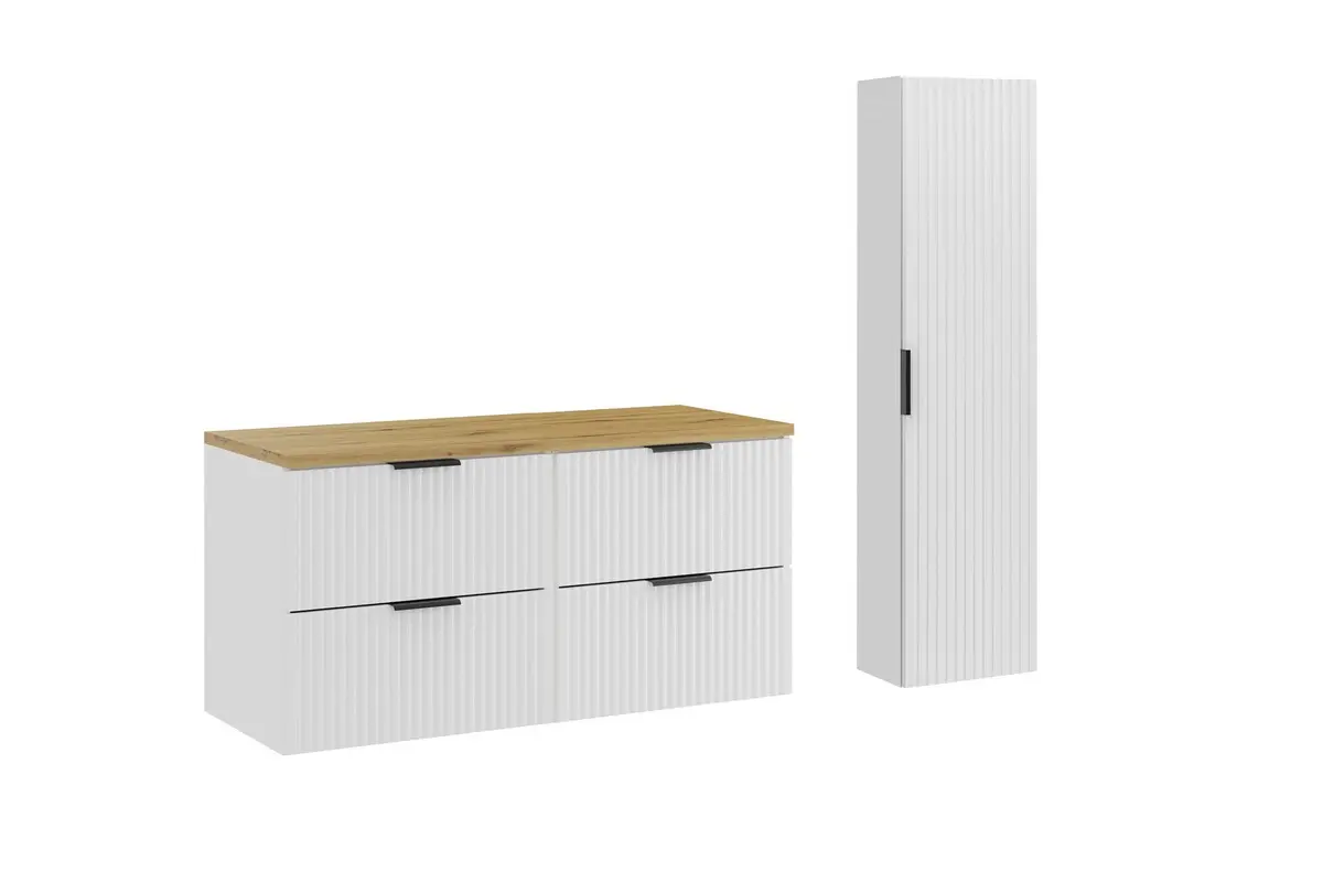 Comad Set koupelnového nábytku Adel White 120 bílá mat/artisan dub