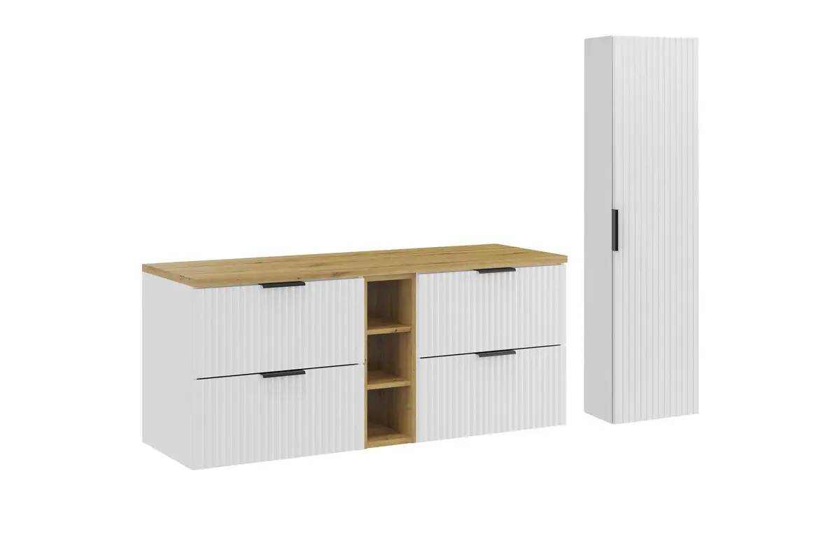 Comad Set koupelnového nábytku Adel White 140 bílá mat/dub artisan