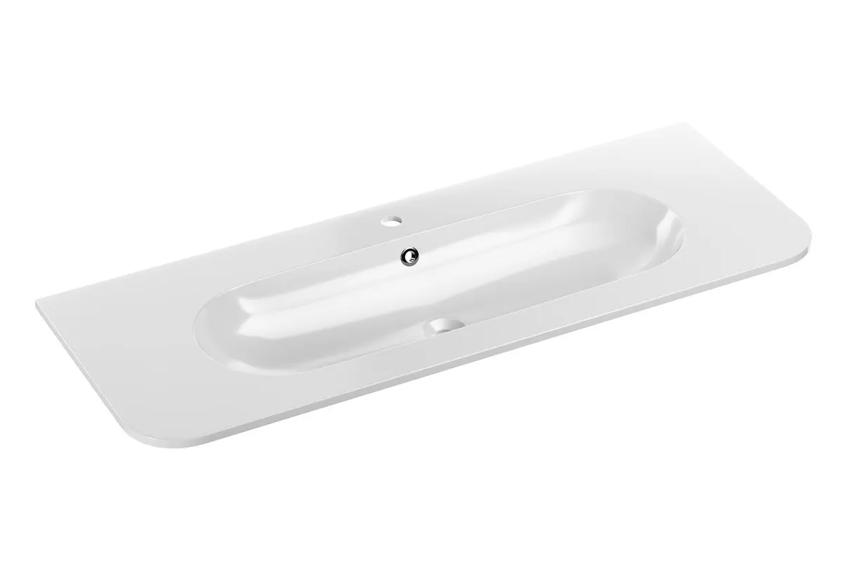 Comad Nábytkové umyvadlo z konglomerátu PURE WHITE GLOSS, 120x46 cm, bílá lesklá