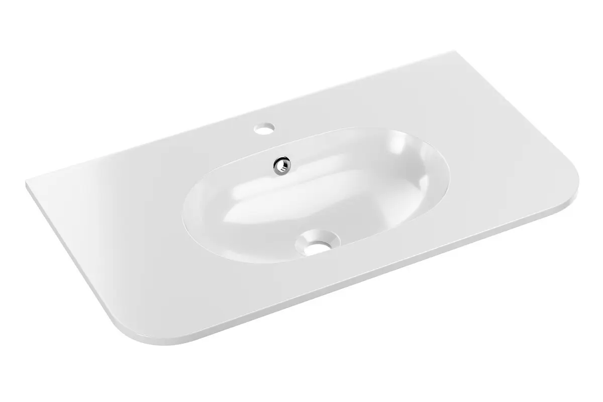 Comad Nábytkové umyvadlo z konglomerátu PURE WHITE GLOSS, 80x46 cm, bílá lesklá