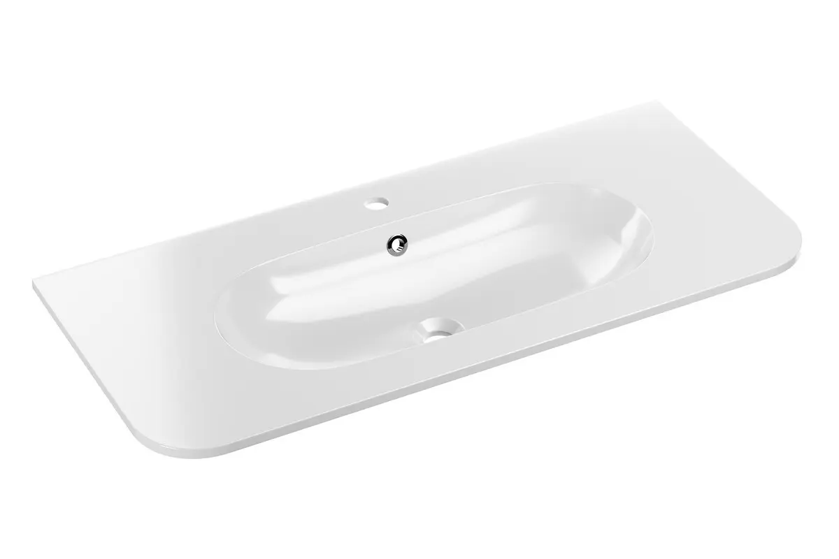 Comad Nábytkové umyvadlo z konglomerátu PURE WHITE GLOSS, 100x46 cm, bílá lesklá