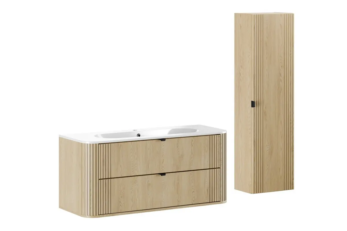 Comad Koupelnová sestava Ovalia Pure se zápustným umyvadlem a skříňkami 120 cm dub cremona