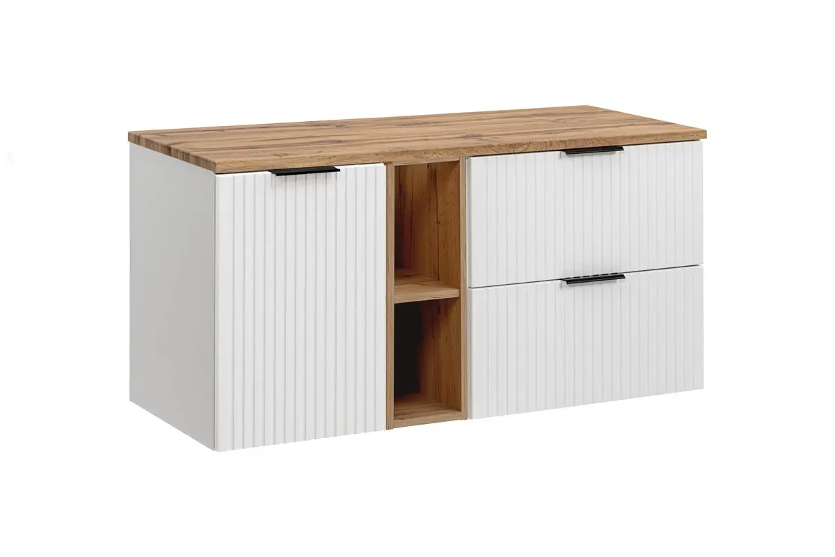 Comad Závěsná skříňka pod umyvadlo Casad s deskou 140 cm bílá/dub evoke