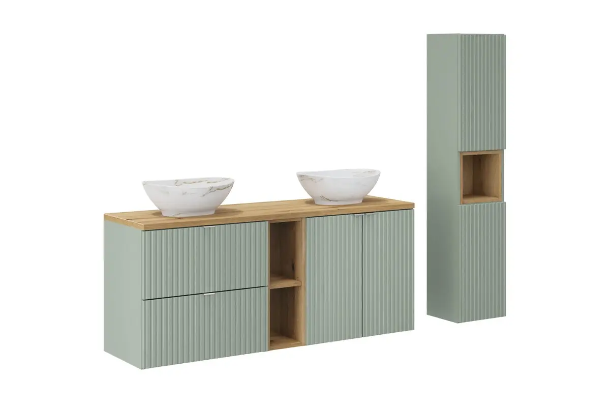Comad Set koupelnového nábytku Line Reed Green 140 zelená/dub evoke
