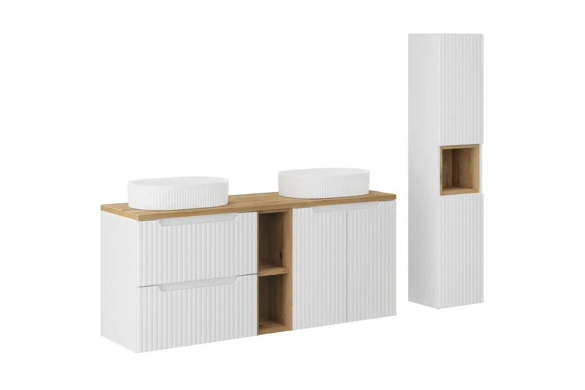 Comad Koupelnová sestava Nova White se skříňkami a umyvadly 140 cm bílá/dub evoke
