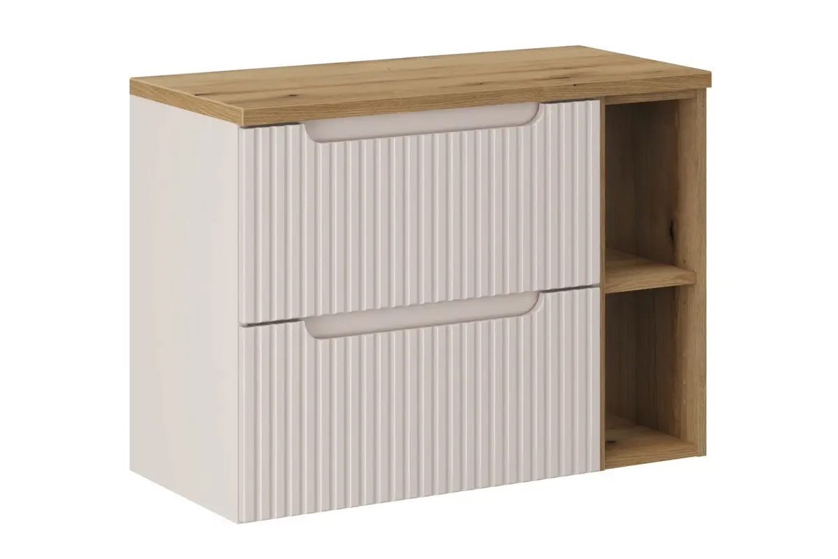 Comad Závěsná skříňka pod umyvadlo Nova Cashmere s deskou 80 cm kašmírová/dub evoke
